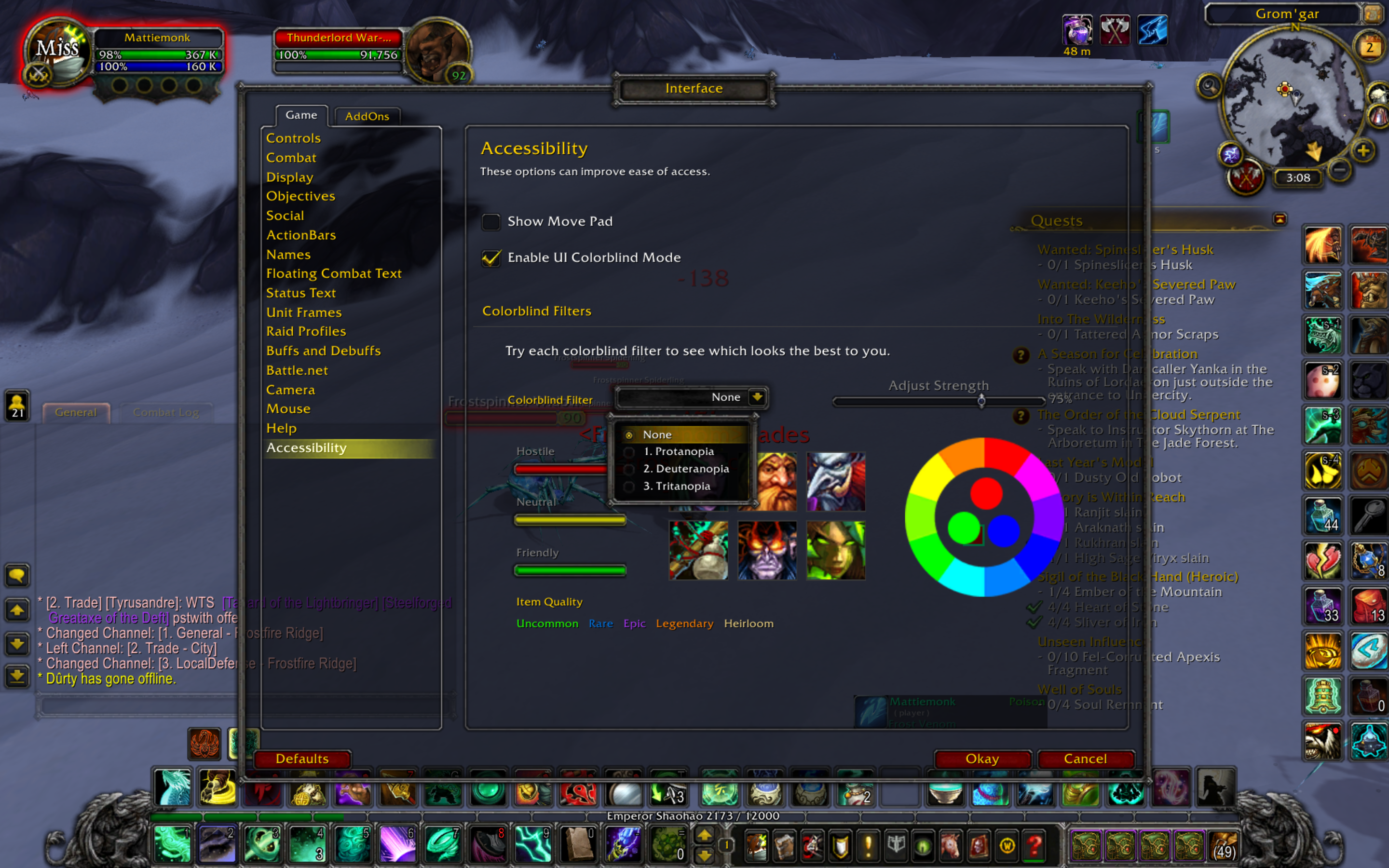 Split screen of color blind mode vs not.